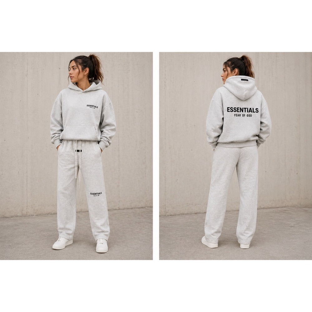 Fear of God Essentials Sweatpants Light Oatmeal Grey Logo Relaxed Fit Small NWT - Picture 4 of 7
